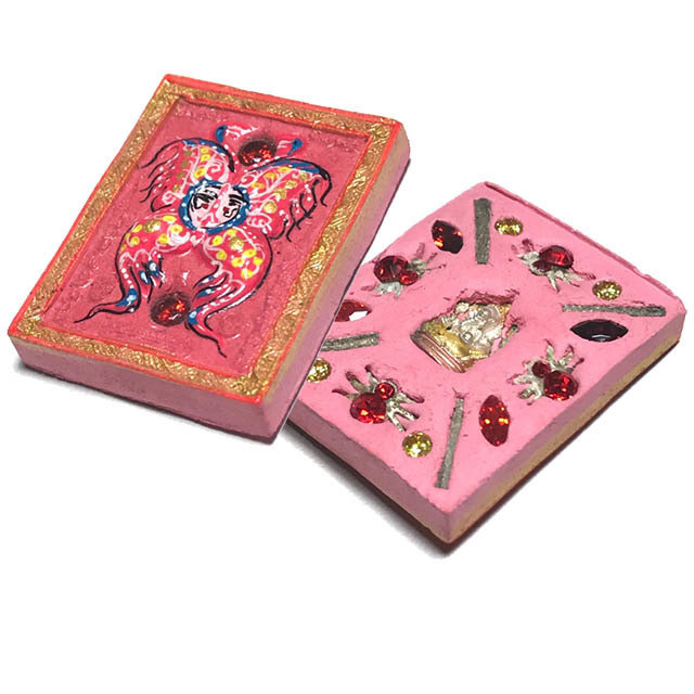 Taep Jamlaeng Roman Pim Lek A2 Asrom Sathan 2556 BE Pink Powders 4 Takrut 14 Gems Ganesha - Kroo Ba Krissana Only 300 Made