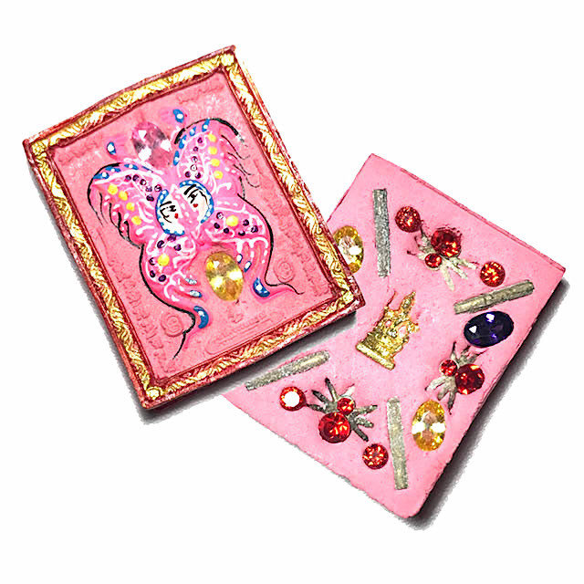 Taep Jamlaeng Roman Pim Lek A2 Asrom Sathan 2556 BE Pink Powders14 Gems Brahma Statuette 4 Takrut Kroo Ba Krissana Only 300 Made