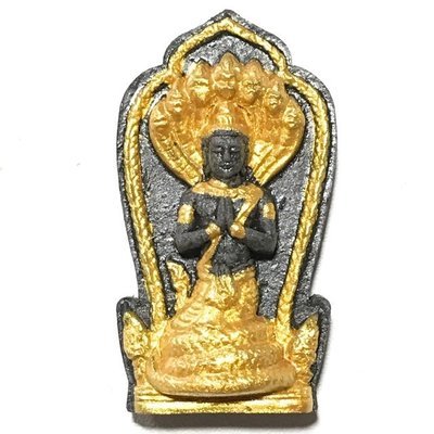 Phu Sri Sutto Nakarach Naga King of Bhodala Sacred Black Powders with Lek Lai Grains &amp; Real Pearl Luang Phu Hmuean 2554 BE