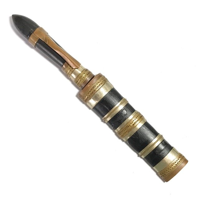 Mitmor Bpaag Ga Ritual Pen Knife 4.5 Inches Sacred Tamarind Wood Solid Silver Bindings Luang Por Lae Wat Pra Song