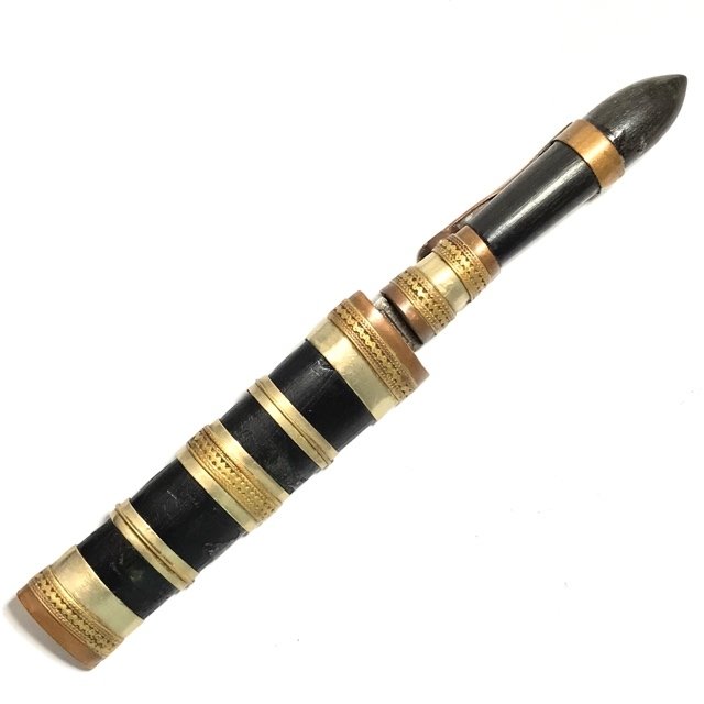Mitmor Bpaag Ga Ritual Pen Knife 4.5 Inches Sacred Tamarind Wood Solid Silver Bindings Luang Por Lae Wat Pra Song