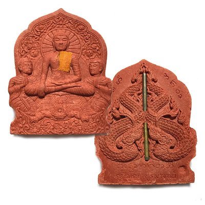 Pra Putta Metta Buddha Maudgalyayana Saributra Nuea Wan Sabu Luead 2 Takrut Civara Robe Kroo Ba Gaet Wat Ban Bpong