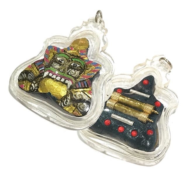 Rahu Kala Ta Diaw Ongk Kroo Carved 1 Eye Coconut Shell Asura Eclipse God 4 Takrut 8 Ploi Sek Gems Kroo Ba Dtu Ing