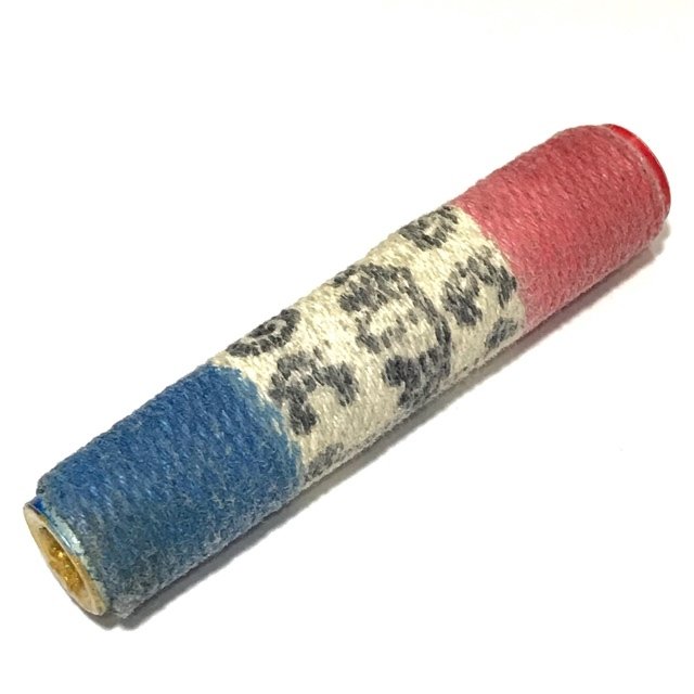 Takrut Tone Thak Chueak Tong Chart Yantra Scroll Spell Tricolored Cord Wrap Hand Inscriptions Luang Phu Khui