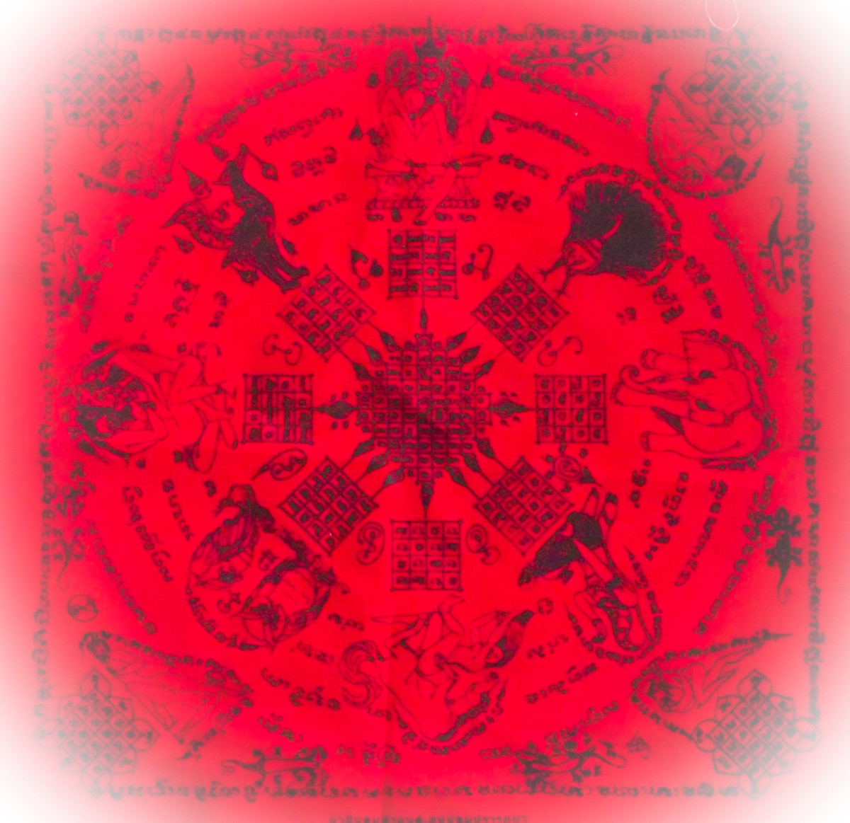 Pha Yant Maha Sanaeh Som Pratana 18 x 16 Inches - Multi-Charm Spells Yantra - Luang Phu Sawad - Wat Pha Saen Udom 2554 BE - Only 199 Made