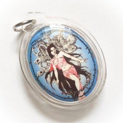 Locket Nang Paya Ngu Khaw (9 white Snake Demon Seductress) Pim B Ongk Kroo (Snake Takrut, + 2 Gemstones + Hand Inscription + Pre-encased) Luang Por Phern Statue Fundraiser - Ajarn Wirataep - 199 Made