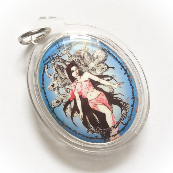 Locket Nang Paya Ngu Khaw (9 white Snake Demon Seductress) Pim B Ongk Kroo (Snake Takrut, + 2 Gemstones + Hand Inscription + Pre-encased) Luang Por Phern Statue Fundraiser - Ajarn Wirataep - 199 Made
