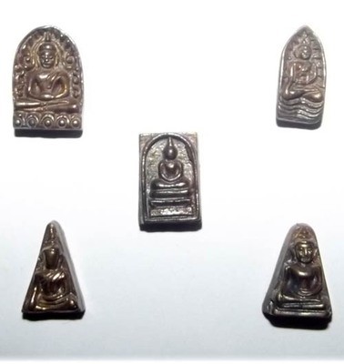 5 Amulet Benjapakee Gammagarn Miniature Collector Set - Sethee Nang Paya 2556 BE Edition - Wat Nang Paya - free with casings for orders over 750$