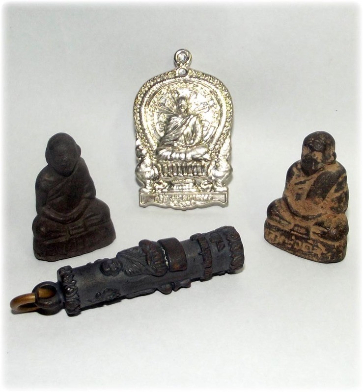 Por Tan Klai 4 Amulet Gammagarn Set - &#39;Gathin 55&#39; Special LP Tuad / Por Tan Klai Edition -  Wat Jan Dee (Nakorn Sri Tammarat)