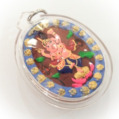 Pra Pikanes- Ganesha Elephant Deity- Red Powders - (1 Look Namo Plug+ 2 Silver Takrut + 4 Gems)- Sae Yid 60 Edition