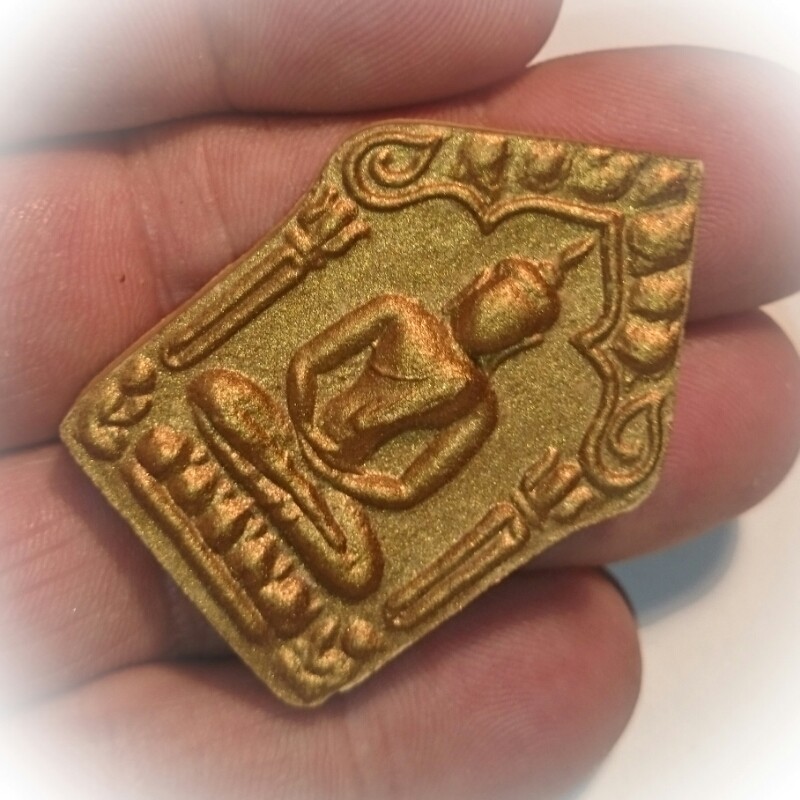 Khun Phaen Prai Kumarn Jindamanee Ongk Kroo Pim C - Nuea  Wan Dork Tong  2 Bronze Takrut Sariga - Luang Por Sakorn 2555 BE