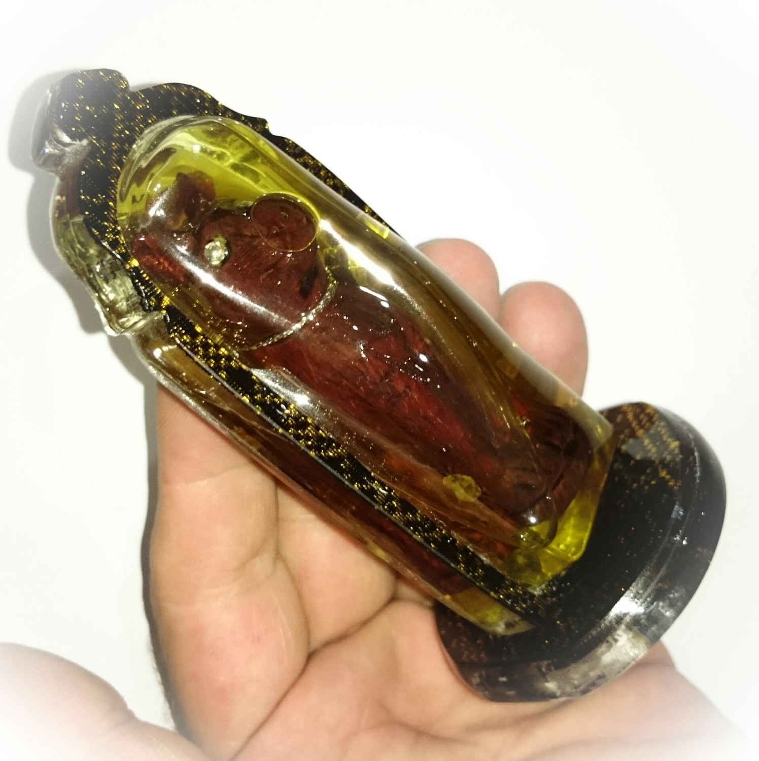 Wila Dta Paetch Gemstone Eyes Cat - Carved Mai Koon Wood in Prai Oil with Ploi Sek Maha Pokasap Gemstones - Ta Poon (Forest Lay Sorceror)