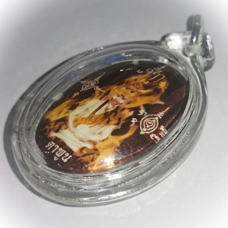 Locket Phu Lersi Ta Fai - Hermit God Deity - Ongk Kroo Pim B - Purple Pearl 2 Takrut + Hand Inscription - Ta Poon (Forest Lay Sorceror)