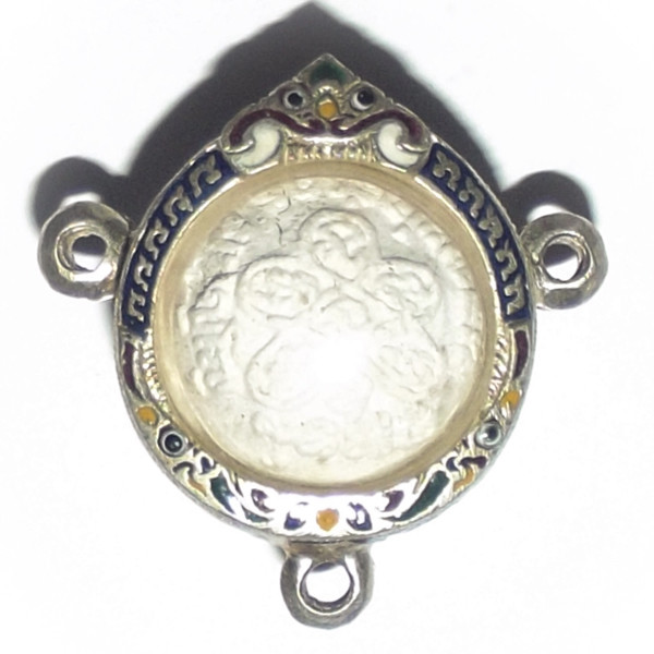 Look Om Pong Prai Kumarn Yant Ha - Solid Silver case with Rachawadee Enamels - Luang Por Sakorn - Wat Nong Grub 2548 BE
