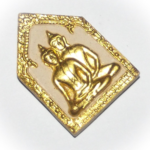 Pra Khun Phaen Sorn Phaen &#39;Run Koo Baramee&#39; - Nuea Pong Prai Kumarn Gold Leaf + Silver Takrut + Monk Hair - Luang Por Sakorn - Wat Nong Grub 2548 BE