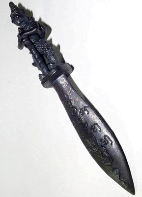Pra Khan Maha Bpraab Taep Sastra Taw Waes Suwan (4.5 Inches 2 Faced Asura Deva Ritual Knife) - Nuea Chanuan Nam Rerk (Hand Inscription) - Serp Dtamnan Luang Phu Noi Edition 2555 BE - Luang Por Jerd