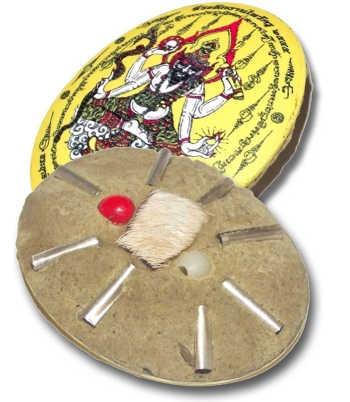 Pra Lersi Ta Fai Locket (yellow face) Pim Jumbo Ongk Kroo (Giant Size Masterpiece Version) - Sacred Powder Filling 2 Takrut + Galam Daeng Bead - Wai Kroo 2555 BE Edition - Ajarn San Kong Waet