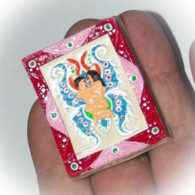 In Koo Plod Rak Ongk Kroo Pim A - Hand Painted 9 Takrut 12 Gems - Traimas 2556 BE - Kroo Ba Chay Chana