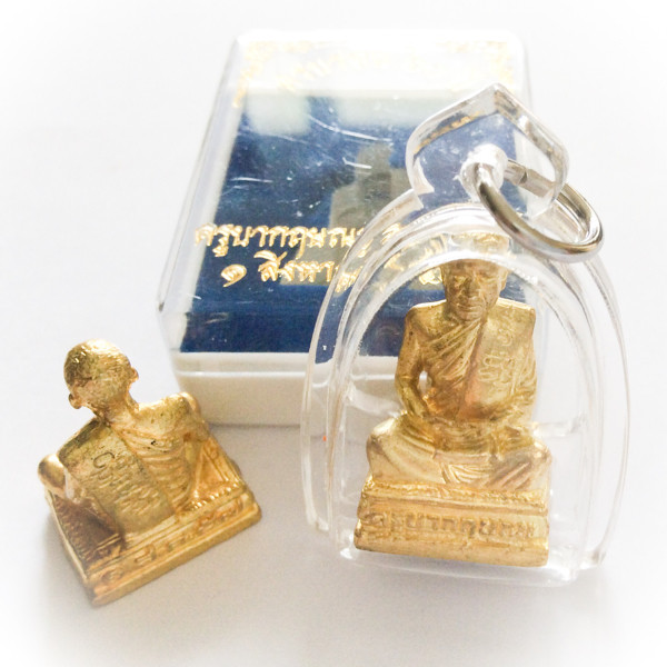 Pra Kring Ud Pong Sariga Dong- Kroo Ba Krissana Bucha Statuette- Neua Samrit- (Gloss Bronze+ Sacred Sariga Dong, Taewa Nakrii Powders, Individually Stamped) -Sae Yid 60 Edition