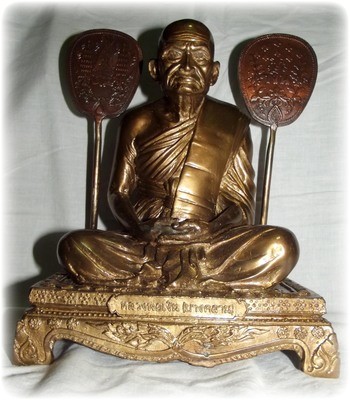 Pra Bucha Luang Por Ngern Wat Bang Klan 5.5 x 7 Inches Bucha Statue - Sacred Brass with Oiled Finish - Putta Pisek Blessing at Wat Bang Klan 2551 BE