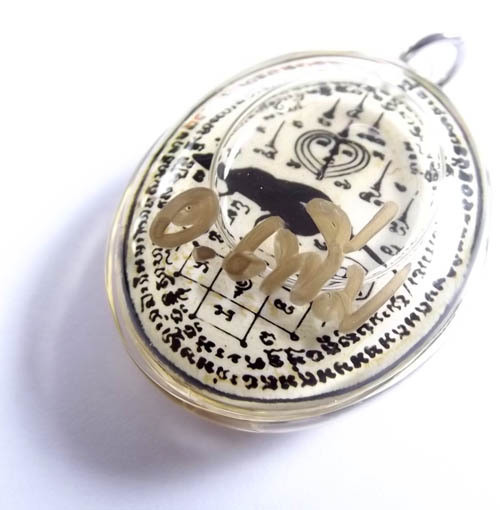 2 Tails Gecko locket for Enchantment Seduction and Suave Speech, Immersed in Sacred Prai Oils -  Ajarn Perm Prai Dam