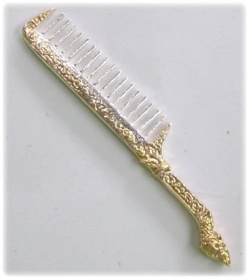 Hwee Maha Mongkol (Small 6.2 Cm) Money Comb of Great Blessings with Naga Head Handle - Bronze + Silver-Gold Plating - Luang Phu Maha Kam Daeng  - Sadta Mongkol Edition 2555 BE
