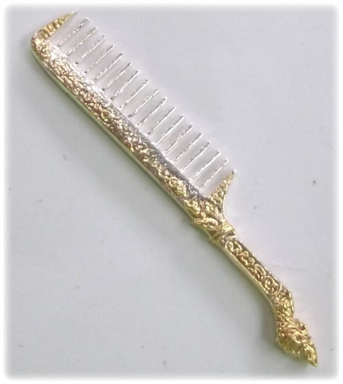 Hwee Maha Mongkol (Small 6.2 Cm) Money Comb of Great Blessings with Naga Head Handle - Bronze + Silver-Gold Plating - Luang Phu Maha Kam Daeng  - Sadta Mongkol Edition 2555 BE