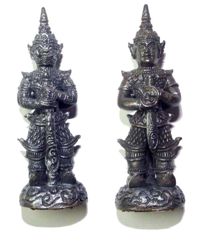 Taw Waes Suwan Song Hnaa (two faced Waes Suwann with Deva and Yaksa face) - 5.5 Cm High 3 Takrut Luang Phu Phad - Wat Ban Gruad 2552 BE