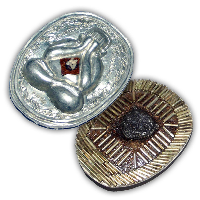 Pra Pid Ta Pokasap Nuea Rae Lek Lai Ongk Kroo with 129 Takrut, Gemstone, Relics, and Tiger Amulet by Luang Por Supoj - 199 Made