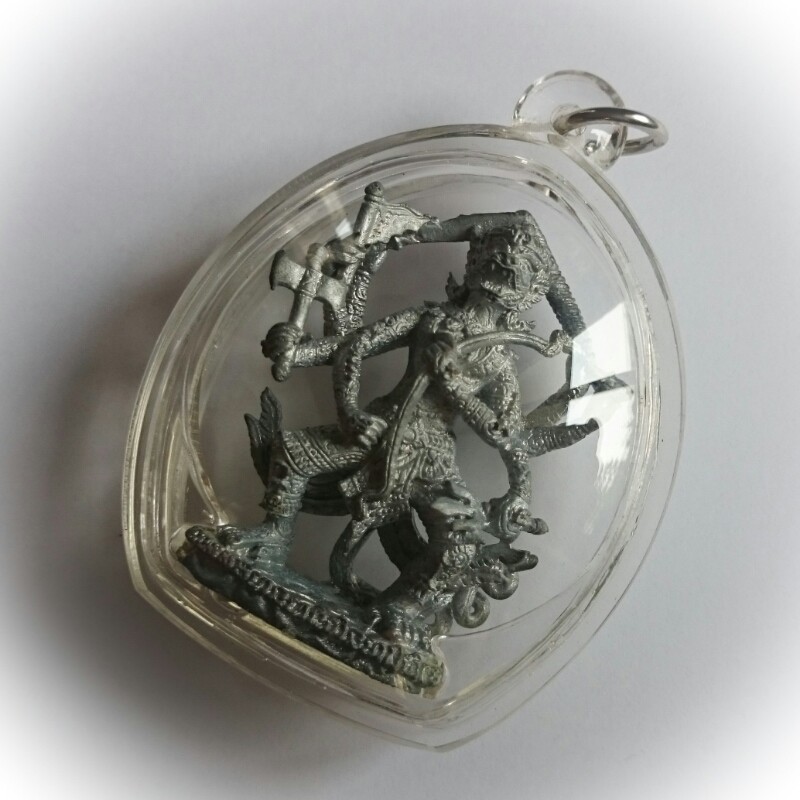 Hanuman Nam Tap Plaeng Rit Paed Gorn - 8 armed Hanuman Leading the Battle - Khum Sap Edition - Sacred Alchemical Lead soaked in prayer water - Luang Phu Ka Long  2552 BE