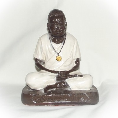 Roop Bucha Ajarn Chum Chai Kiree 5 Inch wide base (Painted Robes) - Resins + Sacred Powders - Ajarn Chum Chai Kiree 2523 BE