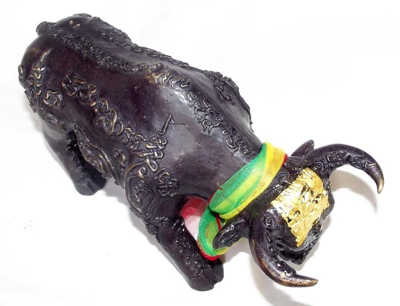 Wua Tanu Bucha Statue Anti Black Magic Protection and Bringer of Sustenance - Takrut Hua Jai Kwai Tanu Pork Krang Putsa - 9 Inches long x 5.5 Inches High - LP Jerd, Suan Badibat Tam Po Sethee 2555 BE