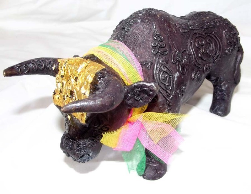 Wua Tanu Bucha Statue Anti Black Magic Protection and Bringer of Sustenance - Takrut Hua Jai Kwai Tanu Pork Krang Putsa - 6.5 Inches long x 4 Inches High - LP Jerd, Suan Badibat Tam Po Sethee 2555 BE