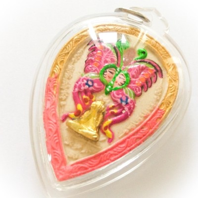 Hua Jai Taep Pamorn Maha Sanaeh - Butterfly King Heart Large Edition - White Powders - Golden Pr a Pid Ta +9 Gems+ 1 Silver Takrut + 2 Silver Money Fetching Spiders+ 2 Faeries- Sae Yid 60 Edition