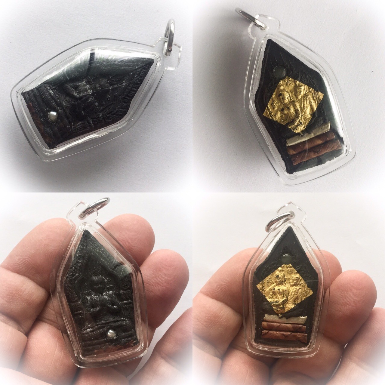 Kun Phaen Paetch Payatorn - Nuea Pong Wised with Nam Wan Prasan Rak, 4 Takrut, Long Tong Paetch Payatorn - 2 Real Pearls (black and white) - Luang Phu In Khemataewo - Wat Nong Meg=