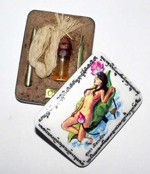 Lotus Leaf Fairy - Bua Bang Bai - Pim Jumbo Ongk Kroo - uses LP Tim&#39;s Prai Kumarn Powders, Prai Oil flask, 2 Takrut - Ajarn Suntorn Phueak Tiang