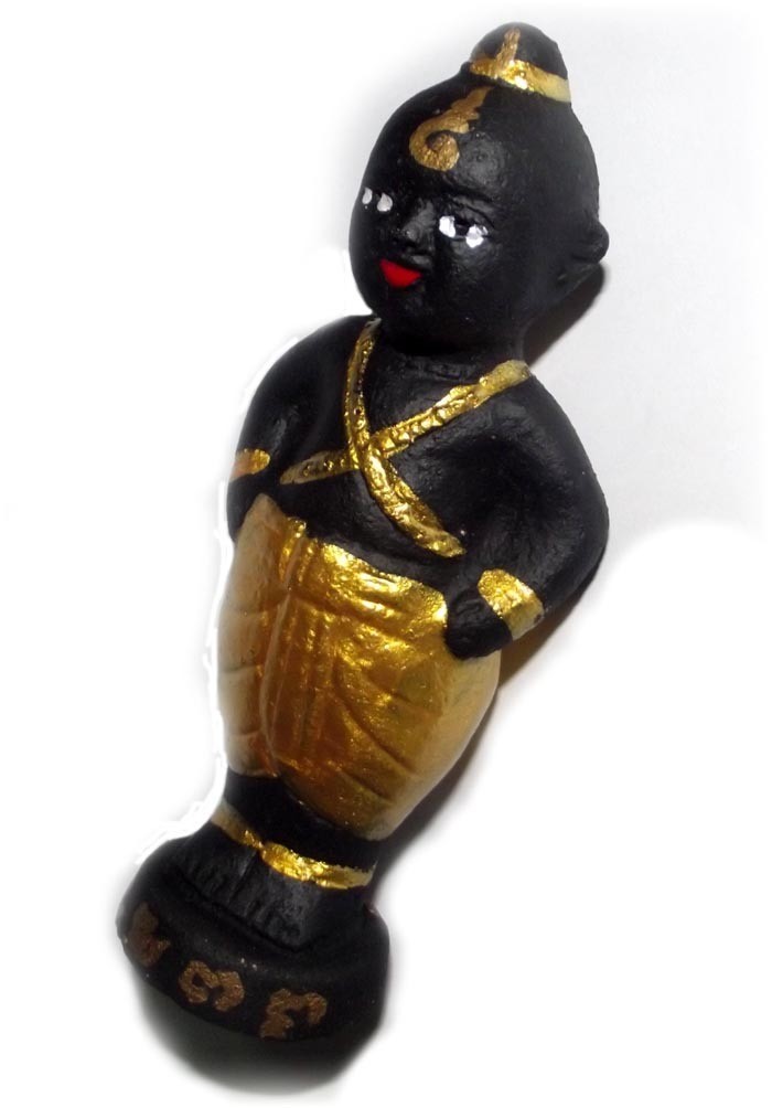 Kumarn Plai Khmer Dam Muan Sarn Gao Luang Por Chern Wat Ta Ee - 4.5 Inch High Bucha Statue - Pra Ajarn Sak - Wat Ta Ee (Buriram)