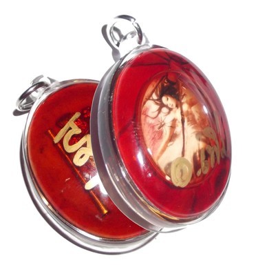 Nang Prai Maeng Mum - Black Widow Spider Deva Locket  with Gecko Charm + 1 Takrut Maha Sanaeh, 1 Takrut Maha Pokasap in Nam Man Prai - AC Perm Prai Dam