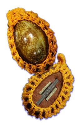 Bia Gae Bia Gan - Riddance to Poverty, Increase Prosperity, Protect Black Magic and Heal Illness - Three Takrut with Ochre Cord Wrapping - Luang Por Supot Special Edition 2555 BE