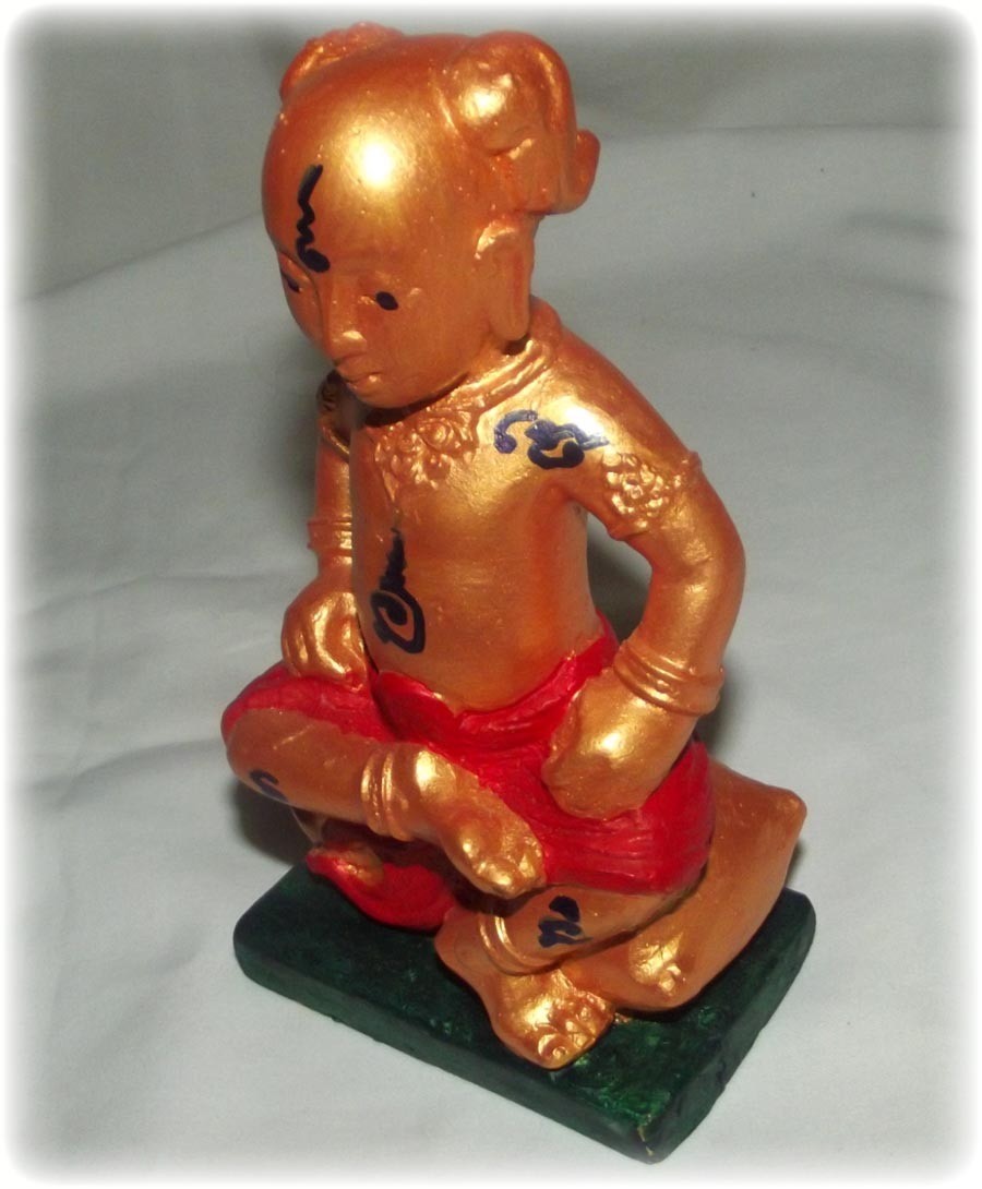 Kumarn Taep Metta Bad Upasak 5.5 Inch High Bucha Statue - Wai Kroo 2552 BE Edition - Takrut Spell insert  to Protect &amp; Remove Obstacles - Ajarn Tong Teng