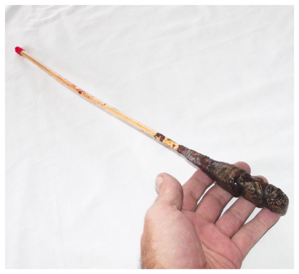 Hanuman Ghost Flail Sacred Ritual Weapon of Protection 3 Takrut - 18 Inches - Anti Black Magic, Success &amp; Commanding Dominion - Luang Por Prohm Wat Ban Suan