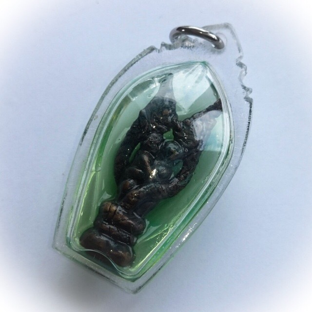 In Nak Giaw Son Chu Chae Nam Man Prai  - Naga Devas of Bodhala Entwined in Transformation in Green Prai Oil - Ajarn Wirataep Yan Kroo Prasit