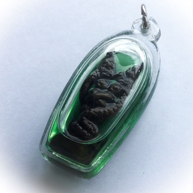In Nak Giaw Son Chu Chae Nam Man Prai  - Naga Devas of Bodhala Entwined in Transformation in Green Prai Oil - Ajarn Wirataep Yan Kroo Prasit