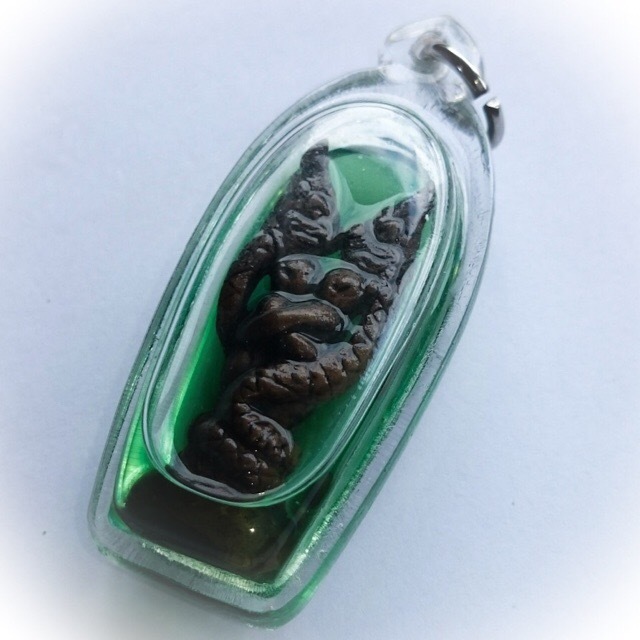 In Nak Giaw Son Chu Chae Nam Man Prai - Naga Devas of Bodhala Entwined in Transformation in Green Prai Oil - Ajarn Wirataep Yan Kroo Prasit