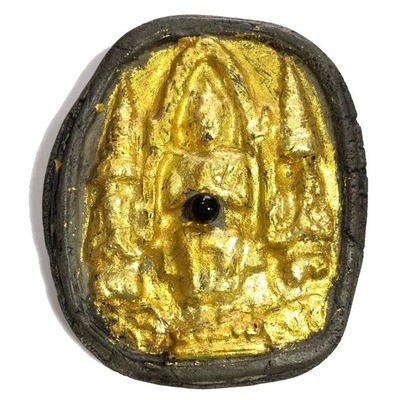 Pra Yord Khun Prohm - Maitreya Buddha - Pim Yai Wicha Khao Or Ongk Kroo - Gold Leaf &amp; Lek Lai Bead inserted - Traimas 2556 BE Edition - Luang Por Prohm - Wat Ban Suan