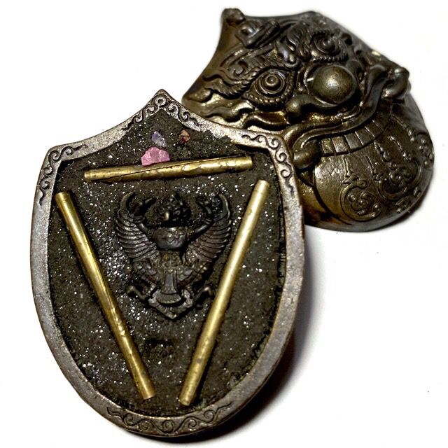 Rahu Kam Duang Nuea Samrit 3 Takrut Gemstone Fragments & Garuda - Baramee Phu Jao edition 2555 BE Luang Phu Naen Kampiro
