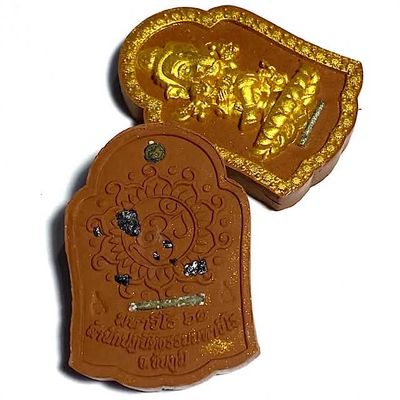 Leela Maha Sethee Ganesha Nataraja Ongk Kroo Dancing Deva Red Powders Gold leaf 2 Takrut + Ploi Sek Gems 2561 BE Pra Ajarn Amnaj