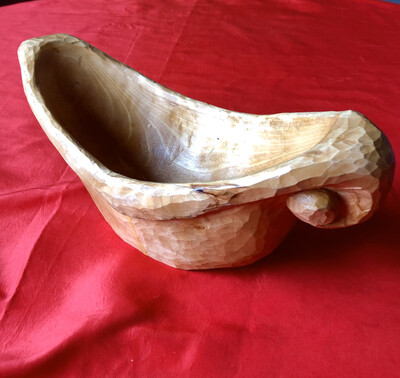 Silver Birch Hand Carved Viking Presentation Bowl  Knife Finished Aprox 13” X 5”
