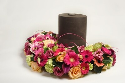 halve maan met verschillende roze tinten