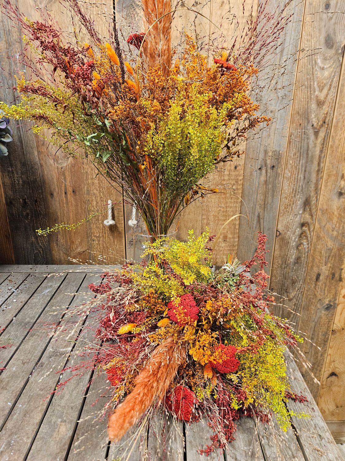Droogbloemen boeket oranje tinten